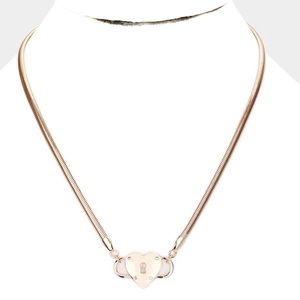 Heart lock gold tone necklace fashion jewelry